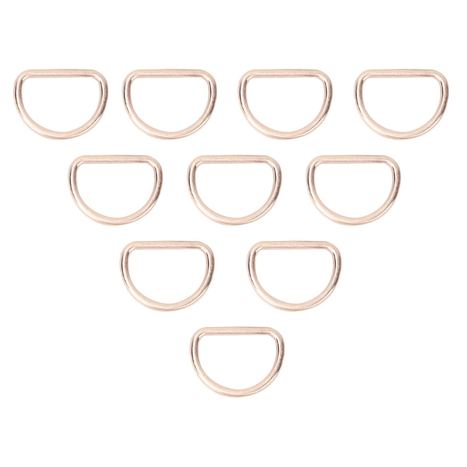 15mm 10PCS D Rings Adjusting Loop Alloy d ring for Bag Clothes Belt Strap Webbing (gold)