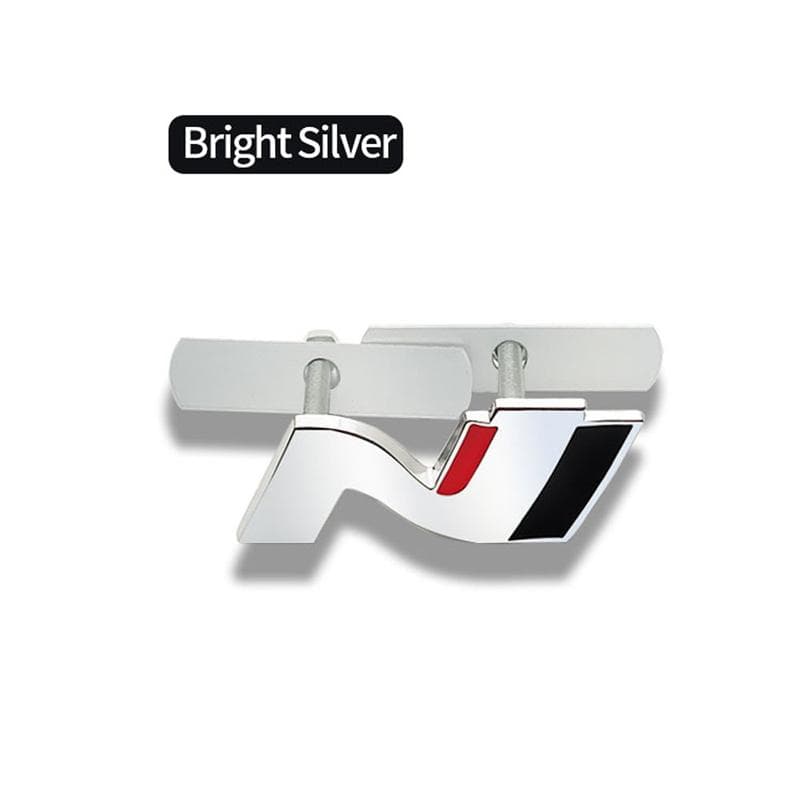 3D Metal N Emblem Grille Badge Stickers Decal For N LINE i30 i20 Sonata Accent Tucson Elantra IX35 Coolpad Azera Getz silver