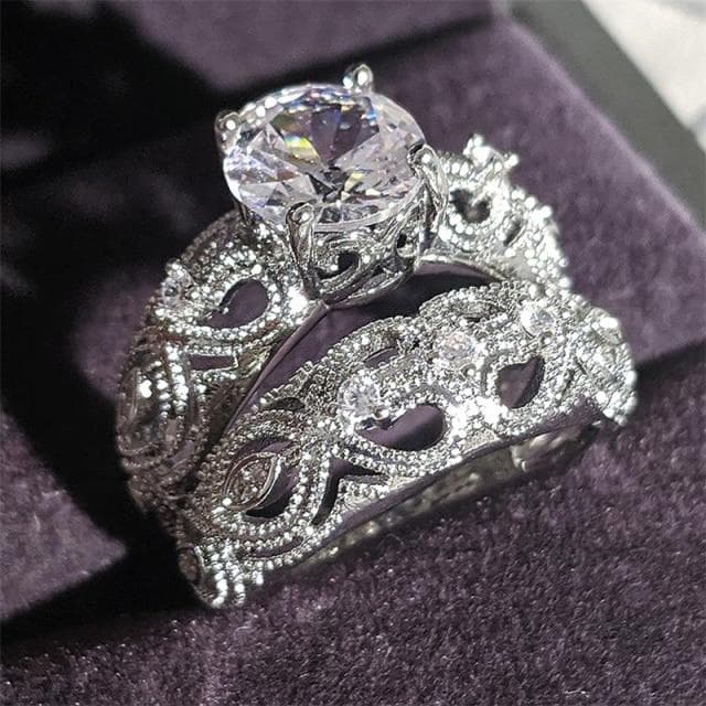 925 Sterling Silver Luxury Bold Big Wedding Rings Set for Bridal Women Engagement African Finger Christmas Gift Jewelry R4428 7