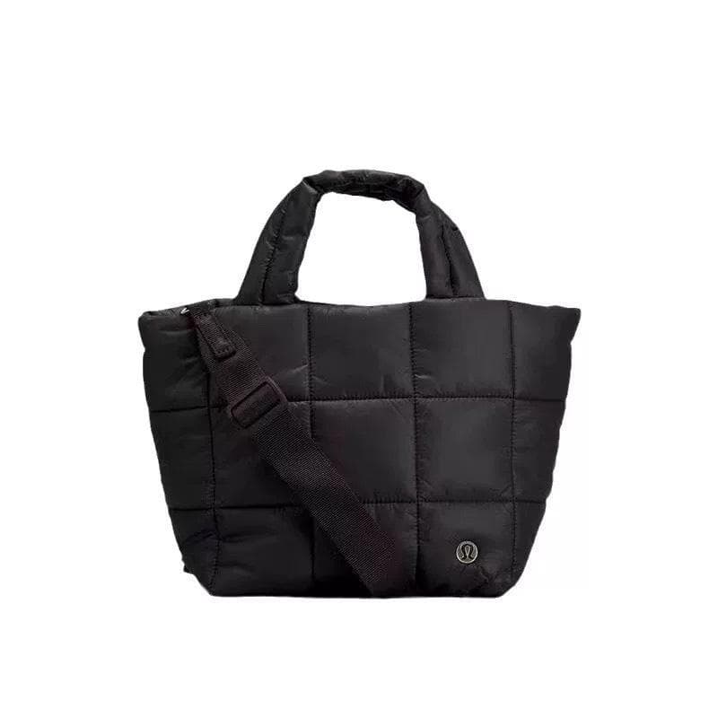 Down Puff Pastry Bag, Versatile Handbag, Crossbody Bag, Tote Bag, Women's Bag 21.9cm*14.6cm*21.9cm black