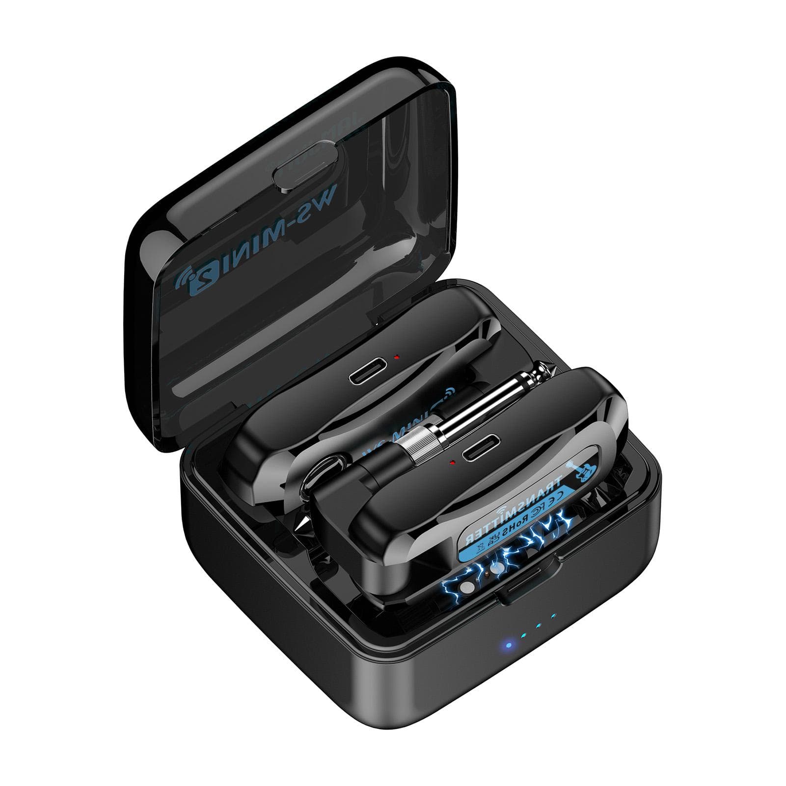2.4G Wireless Guitar System Rechargeable Portable Transmitter Receiver Set with Charging black