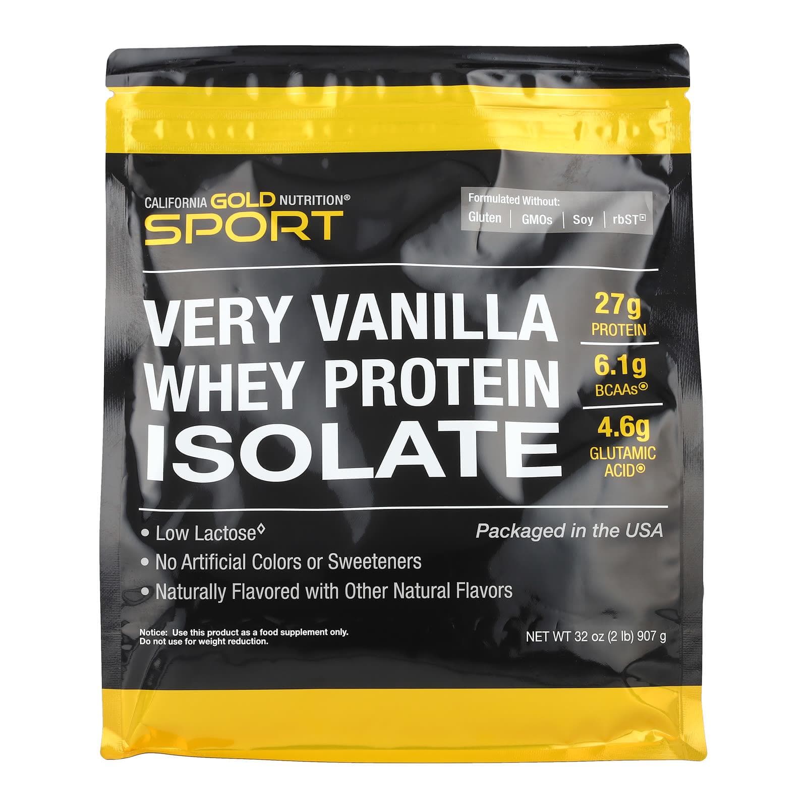 California Gold Nutrition, Sports, Whey Protein Isolate, Berry Vanilla Flavor, 2 lb (907 g)