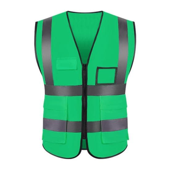 RS-SE High Visibility Warp Knitted Fabric Multi-pockets Safety Vest Reflective Clothes dark green