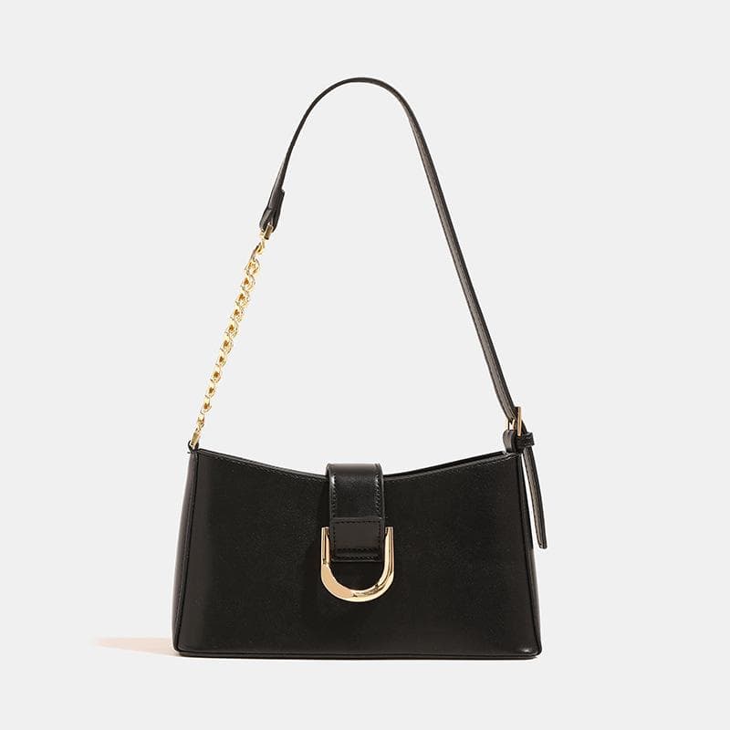 Simple and Versatile Women's Bag Advanced Sense Fashion Underarm Bag French Niche Light Luxury Baguette Bag black