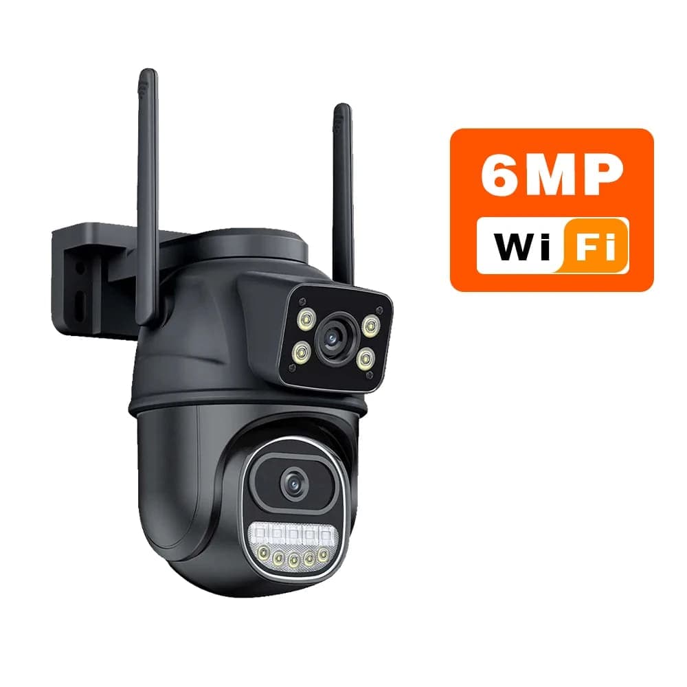 New EU 12MP WiFi Camera Icsee Outdoor 6MP Three Lens Dual Screens 8X Zoom CCTV Video Cam Auto Tracking Security Protection Surveillance 3K 6MP Camera