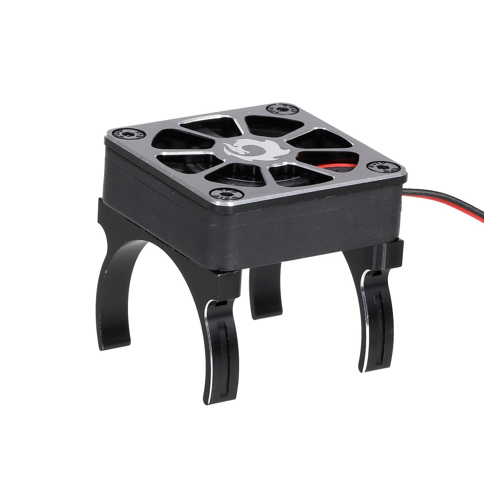 RC Motor Heatsink Cooling Fan with 2 Clamps & Adapter Cable for 540 550 Series Brushed Motor black
