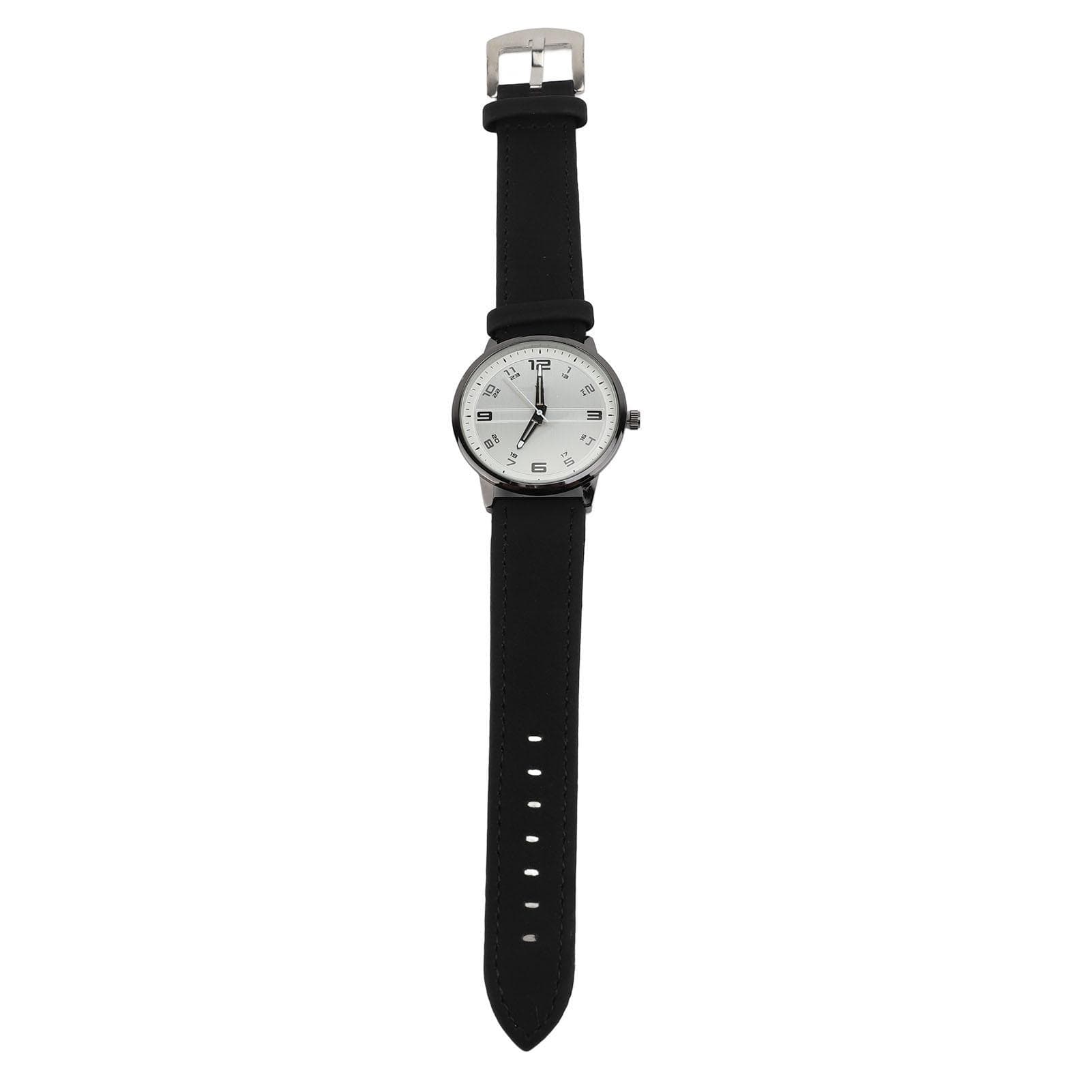 Men Watch Casual Analog Quartz Date Minimalist Fashion Watch with PU Leather Strap for Office black/white