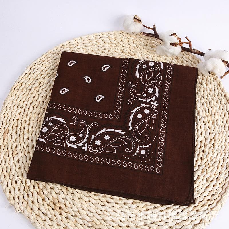 Women Fashion Dozen Paisley Bandanas Cowboy Head Scarf Cowgirl Headband Necktie coffee