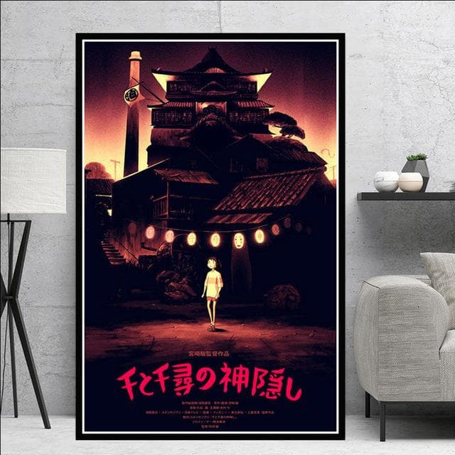 Spirited Away Movie Hayao Miyazaki Japan Anime Canvas Painting Poster Print Wall Art Pictures for Living Room Wall Decor Cuadros A4 21x30cm No Frame