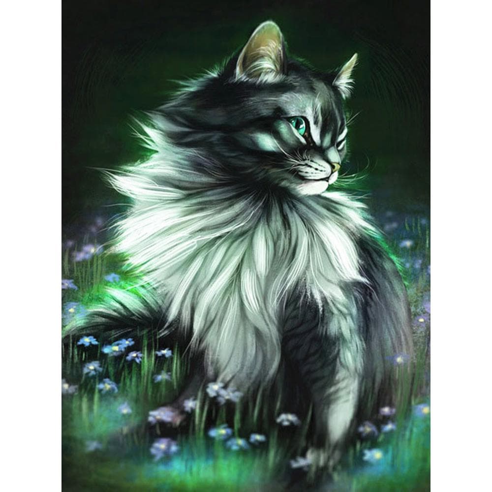 Diamond Painting Cat Animal Diamond Embroidered Animal Cat Rhinestone Painting Hobby Art Decoration 20X30CM