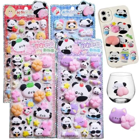 Cute 3D Squishy Panda Butt Puffy Paw 3D Squishy 3D Marshmallow Butt Convex Perfect for Cell Phone DIY Water Smartphone Album Girls and Craft Stress