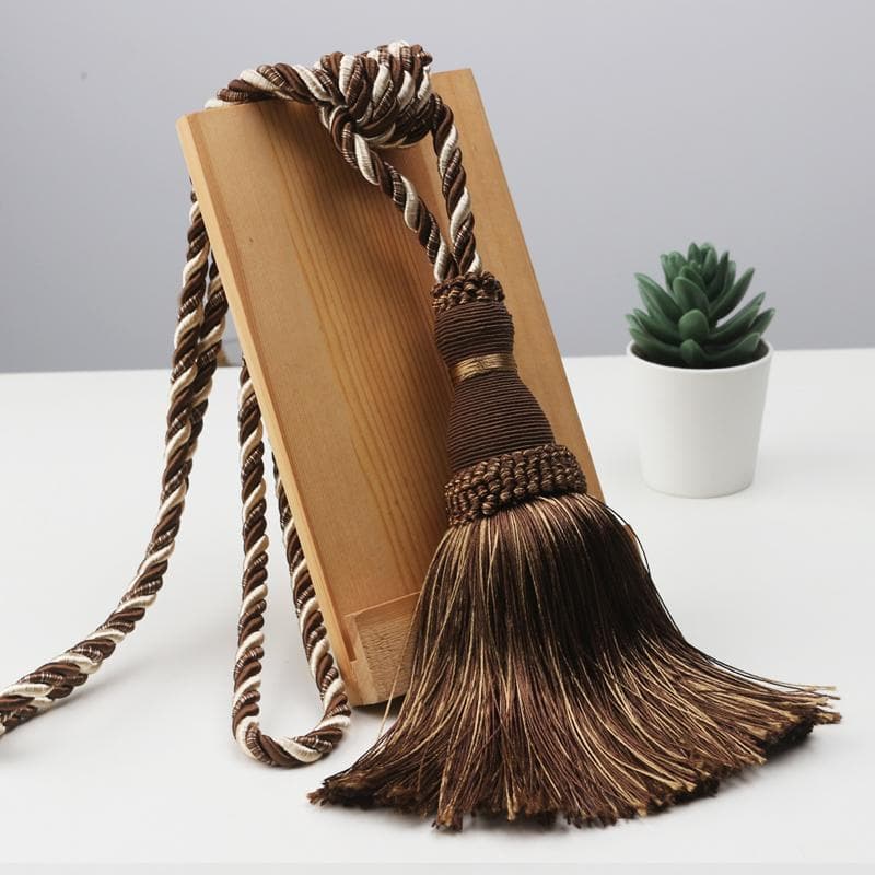 1 Pack Curtain Tiebacks Tassel Drapery Tie-Backs Rope Handmade Holdbacks Home Office Hotel Decorative 1PC dark coffee