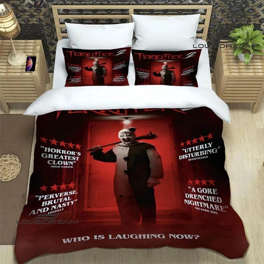 Terrifier horror printed Bedding Sets exquisite bed supplies set duvet cover bed comforter set bedding set luxury birthday gift US Twin 173x218cm