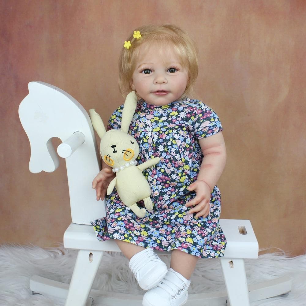 BZDOLL 55CM 3D-Paint Skin Soft Silicone Reborn Baby Doll Have Blood Vessels 22 Inch Blonde Lisa Dress Up Like Real Bebe Girl Toy 55cm 3D-paint Skin Doll