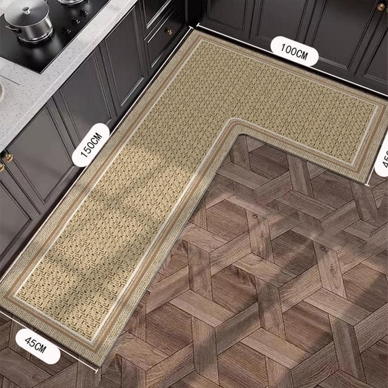 Kitchen Carpet L Shape Non-slip Floor Mat Diatom Mud Absorbent Mats Home Decoration Rug Oil Absorption Imitation Linen Carpets 100x150x50cm
