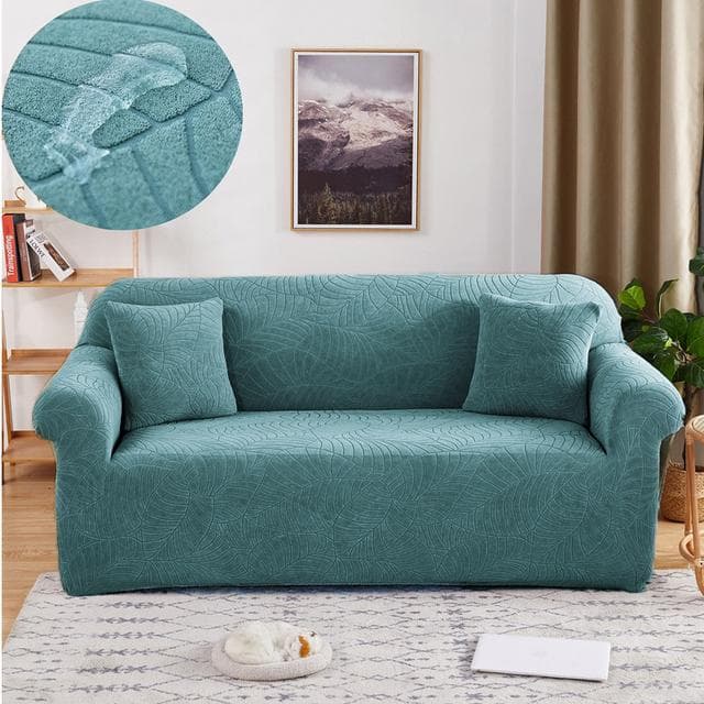 Waterproof Solid Elastic Sofa Cover Stretch Jacquard Spandex Armsofa Cover For Living Room 1 /2 /3 /4 Seats 1 seat 90-135cm blue