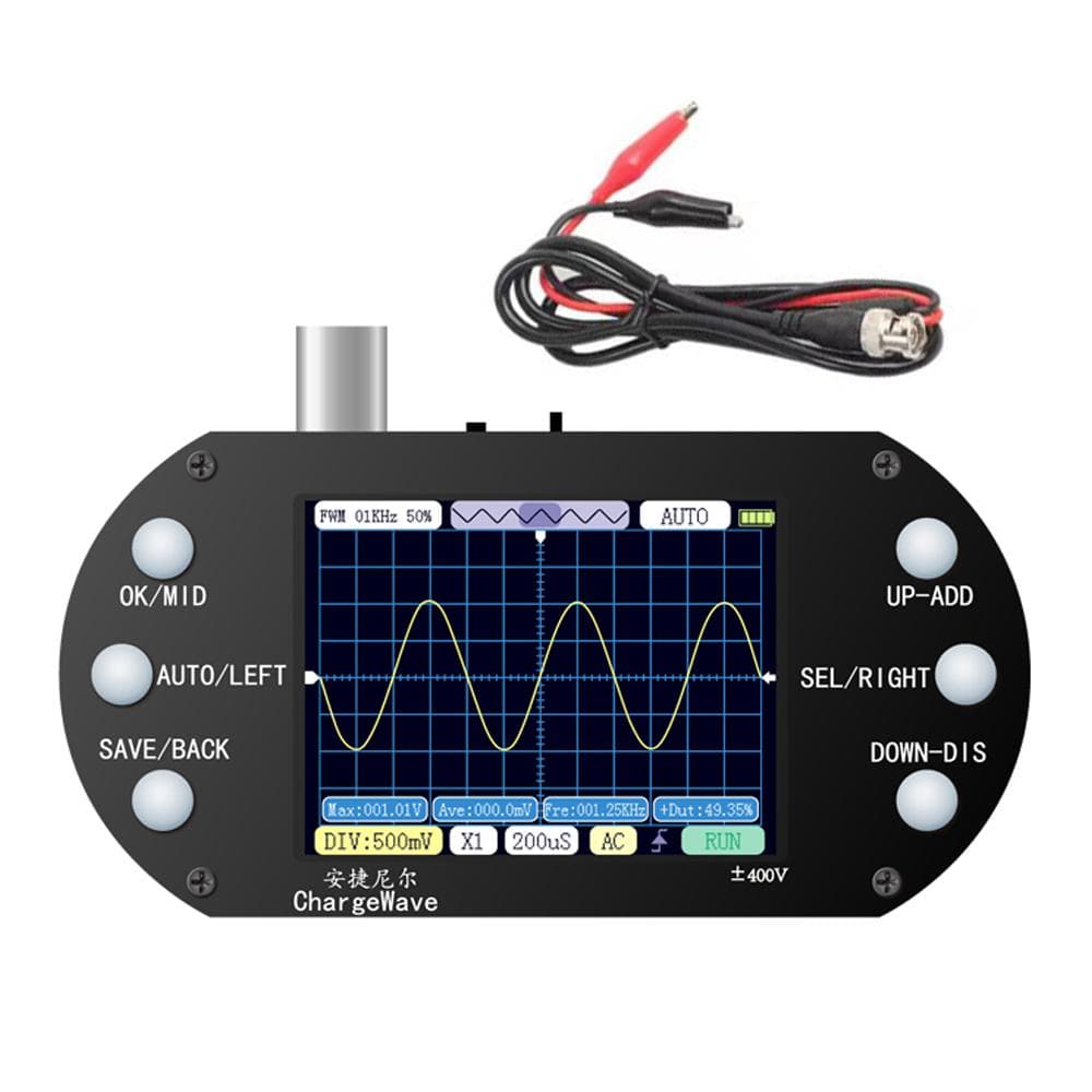 Handheld Oscilloscope 320*240 Resolution 2.4inch TFT Display 2.5MHz Sample Rate 500KHz Bandwidth standard configuration multicolour