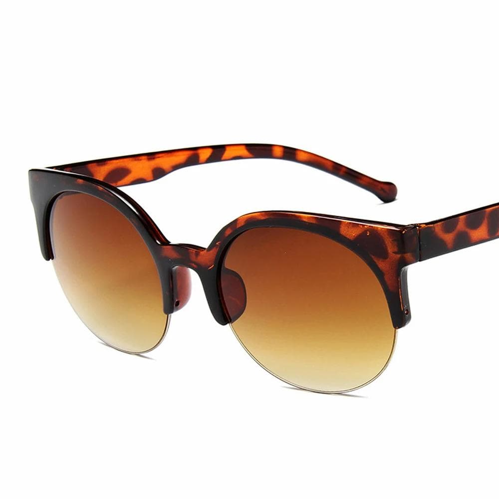 New Fashion Cat Eye Women Sunglasses Semi Rimless Round Circle Glasses UV Protection As Picture