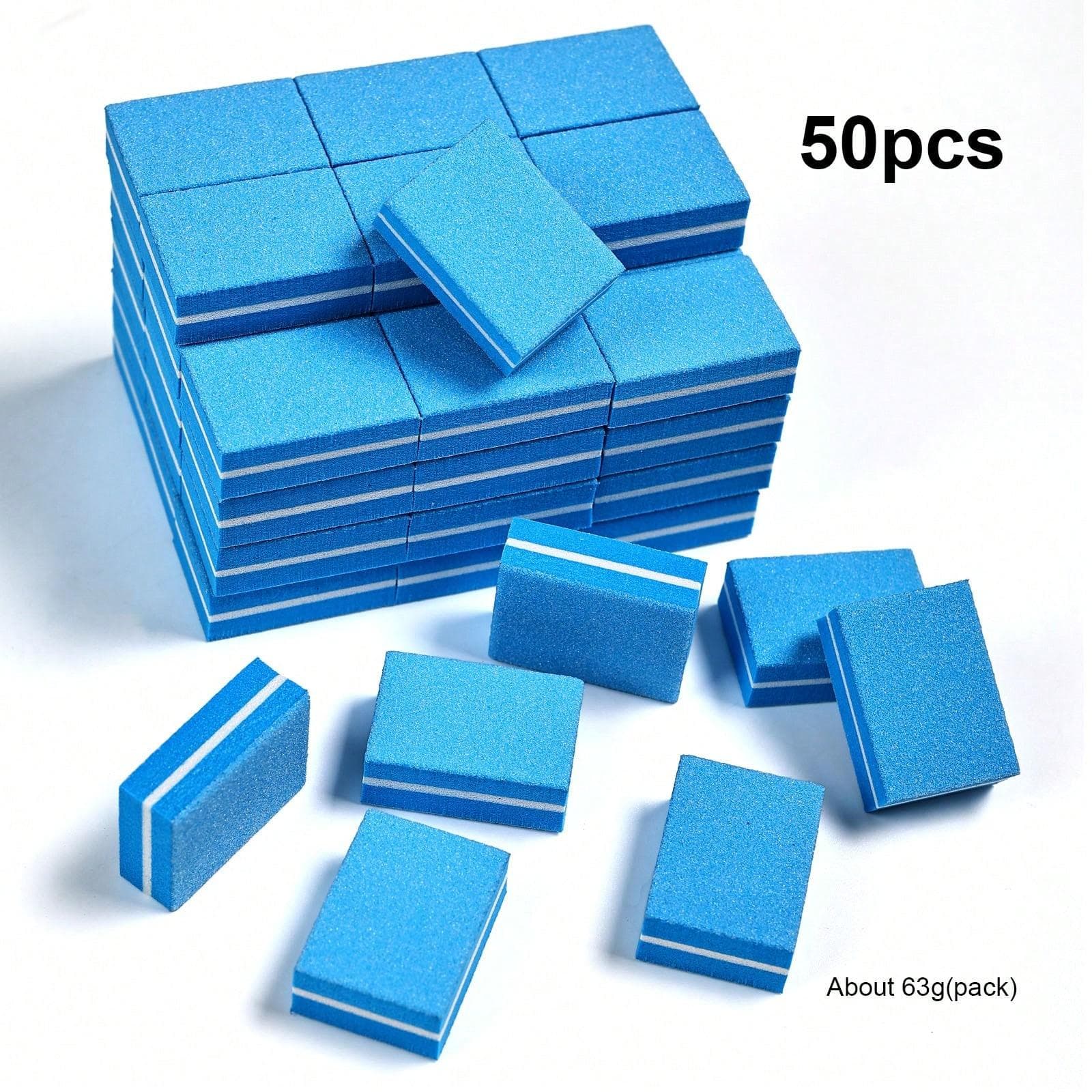 50pcs Mini Buffer Block Nail File For Acrylic Nails 100/180 Grit Nail Buffer Block Buffing Blocks Professional Manicure File Blocks blue