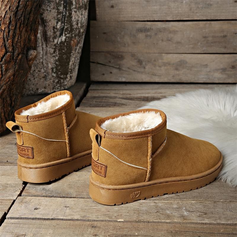 Women's Winter Flat-heel Short-tube Snow Boots Plus Size Thickened Plus Velvet Warm Shoes 38 yellow