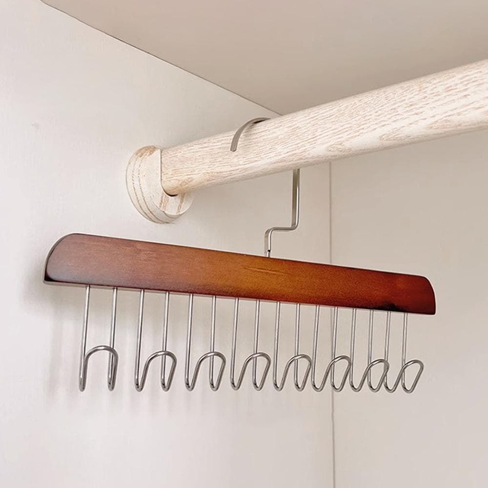 Wood 8 Hook Hanger, Underwear, Vest, Tie Multi-Functional Hook, Suitable For Dormitory, Apartment, Bedroom Finishing