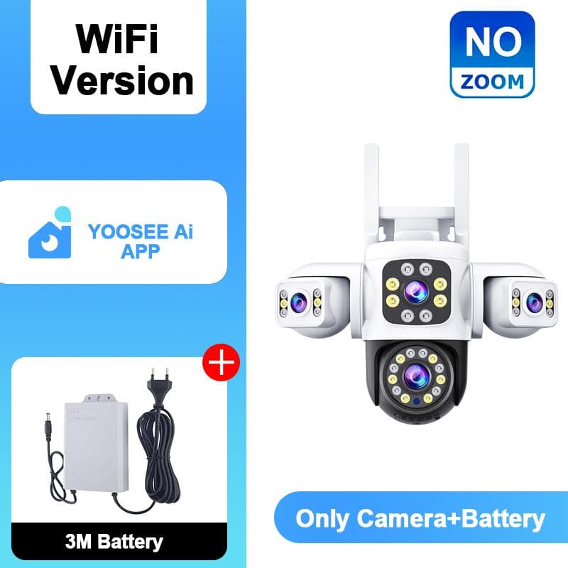YOOSEE Ai APP Outdoor 10x ZOOM WiFi CCTV Camera HD 20MP Night Vision Two-Way Dialogue Security Camera Waterproof Sunproof Remote Viewing NO ZOOM+Battery