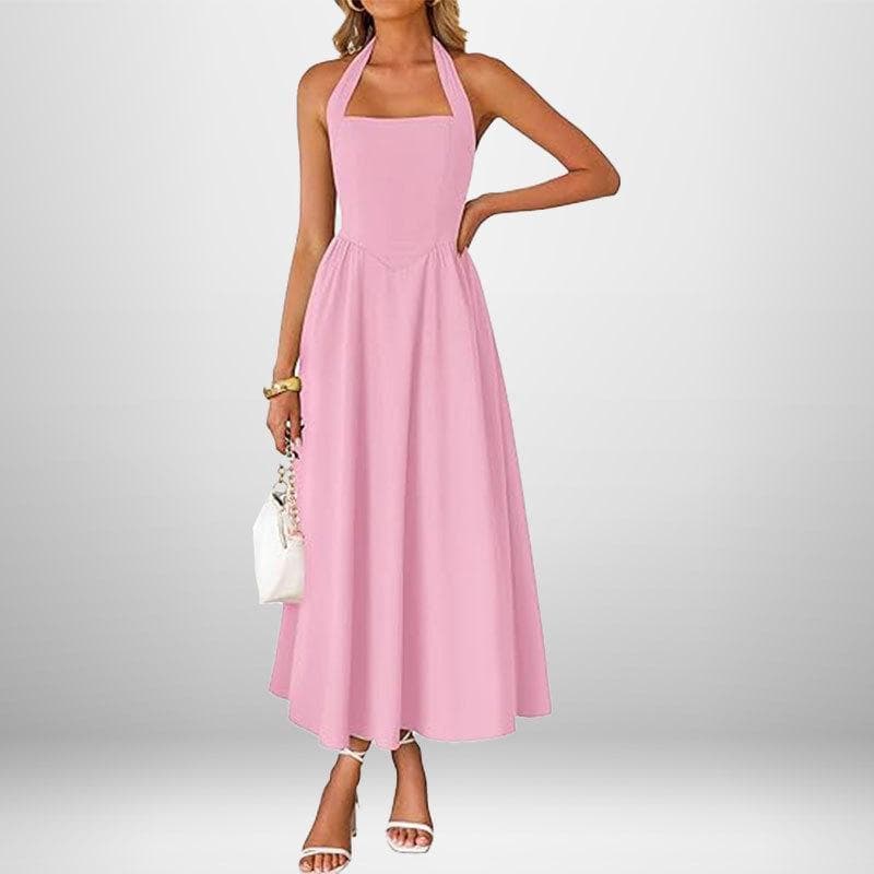 Spring New Women's Clothing Elegant and Fashionable Sleeveless V-neck Long Dress S