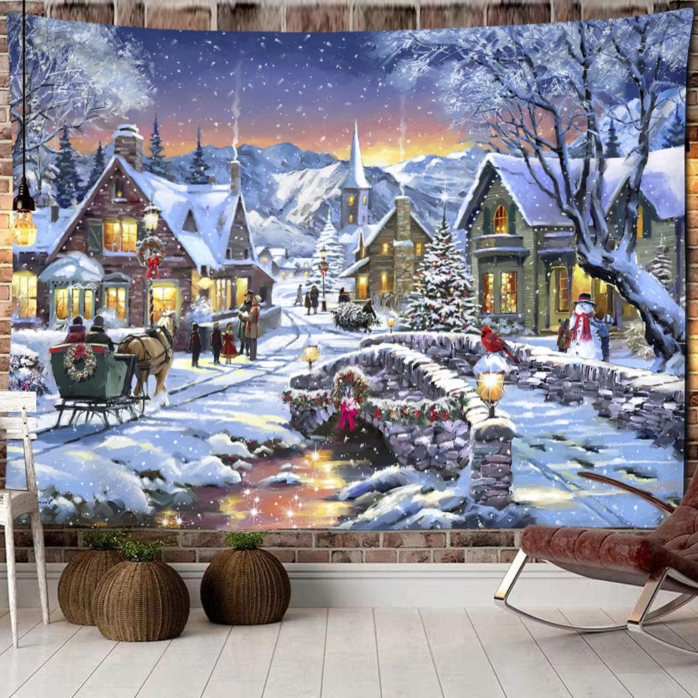 Christmas tree decoration gift printing tapestry home living room bedroom wall decoration background cloth tapestry 230x180cm