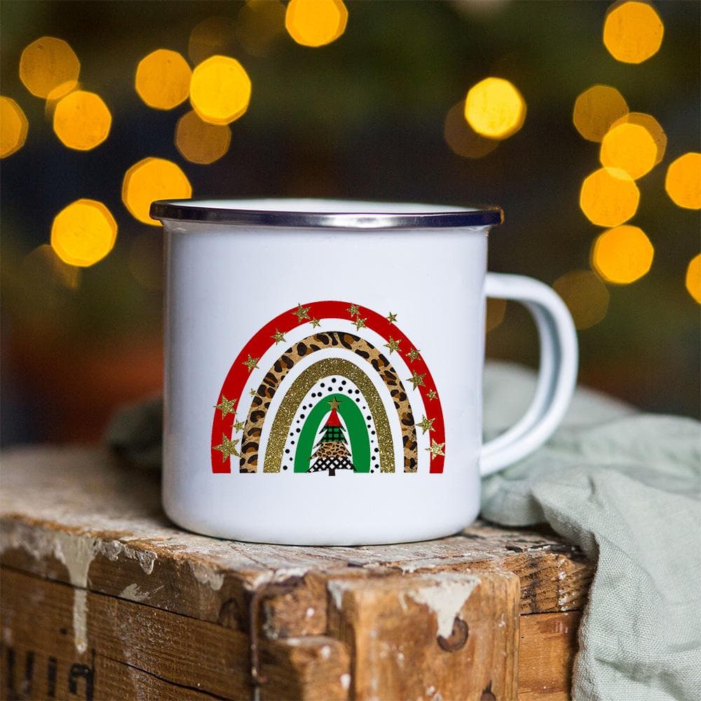 Snowman Deer Print Enamel Coffee Mugs Christmas Gifts New Year Party Wine Beer Juice Drink Tea Cups Mug Home Kitchen Drinkware