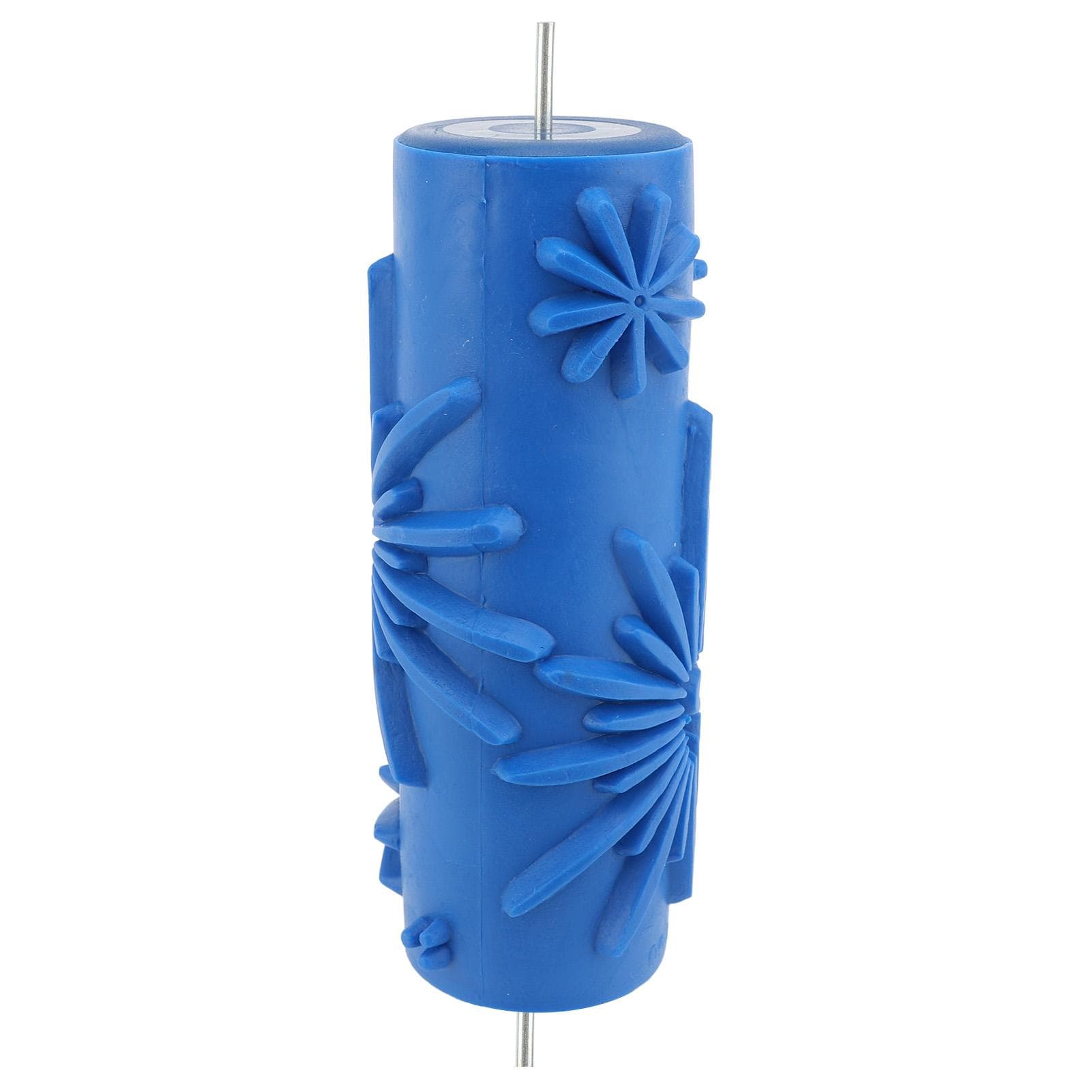 Decorative Texture Roller Rubber Pattern Paint Roller for Wall Furniture Fabric Quilts Blue 098Y