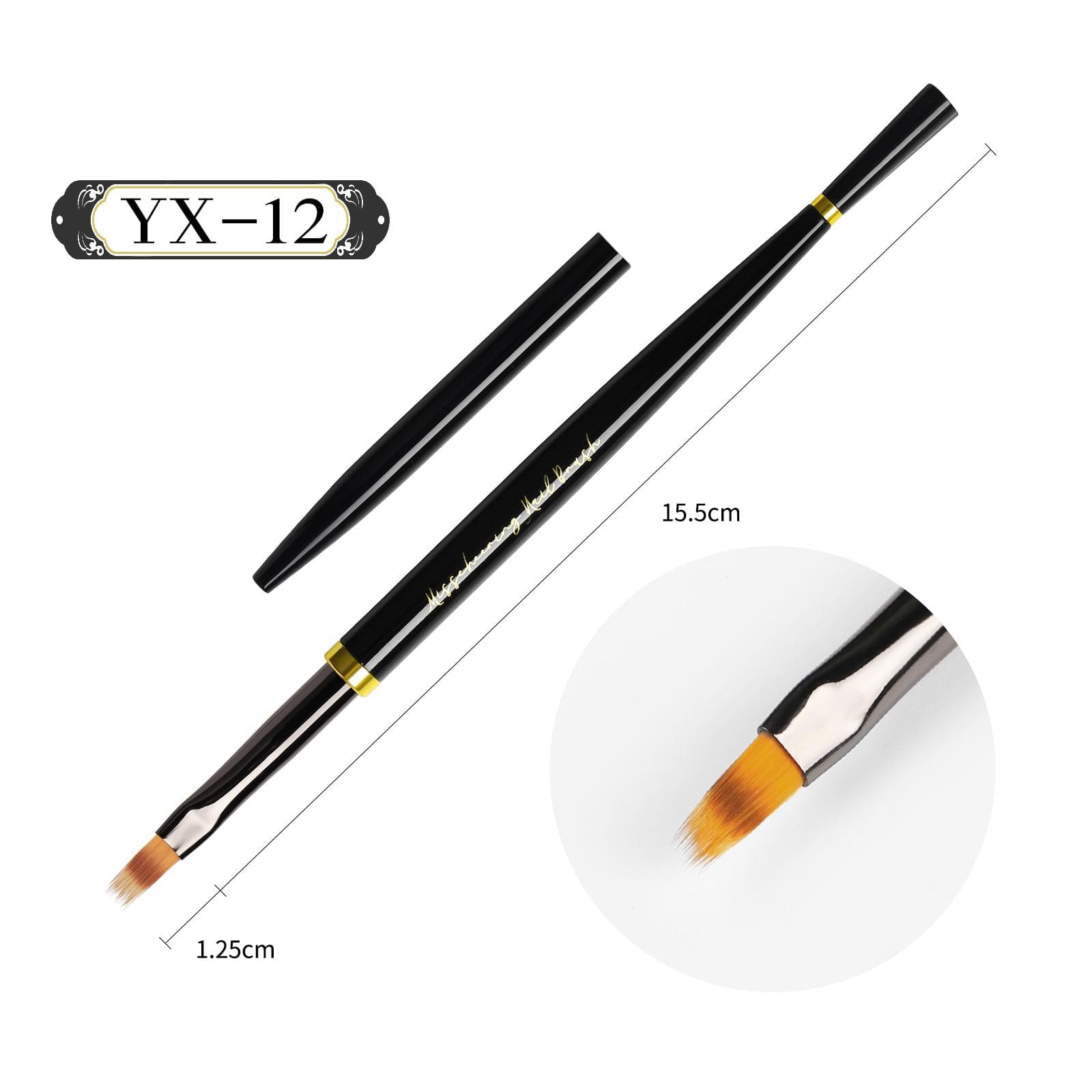Black Nail Art Brush Gel Brush for Manicure Acrylic UV Gel Extension Pen Fish Nail Polish Painting Drawing Brush Nail Brush YX12