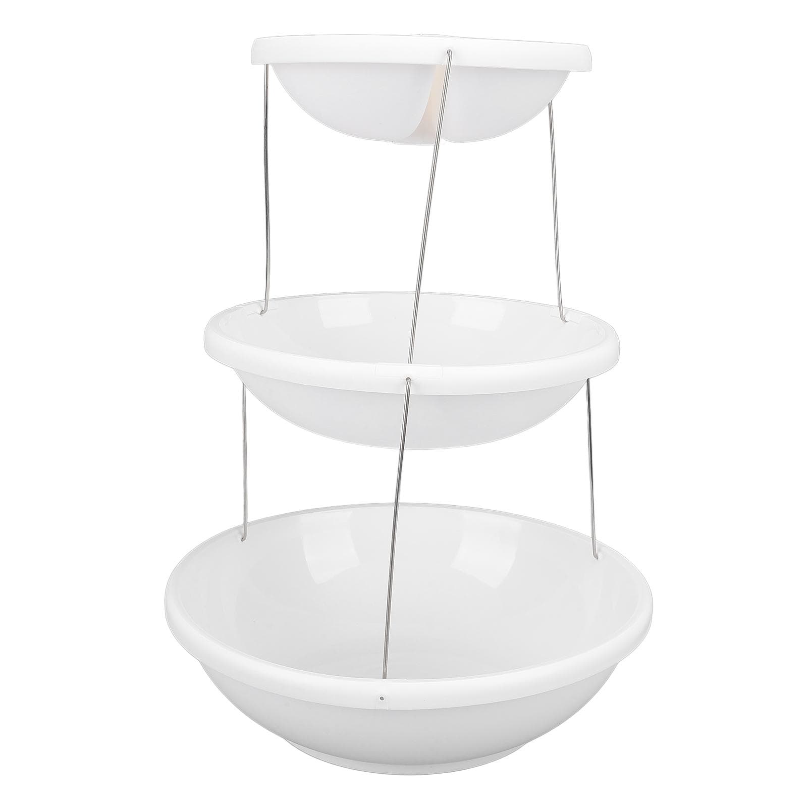 Dessert Stand White Plastic Stainless Steel Multifunctional Foldable 3 Tier Dessert Serving Tower Round