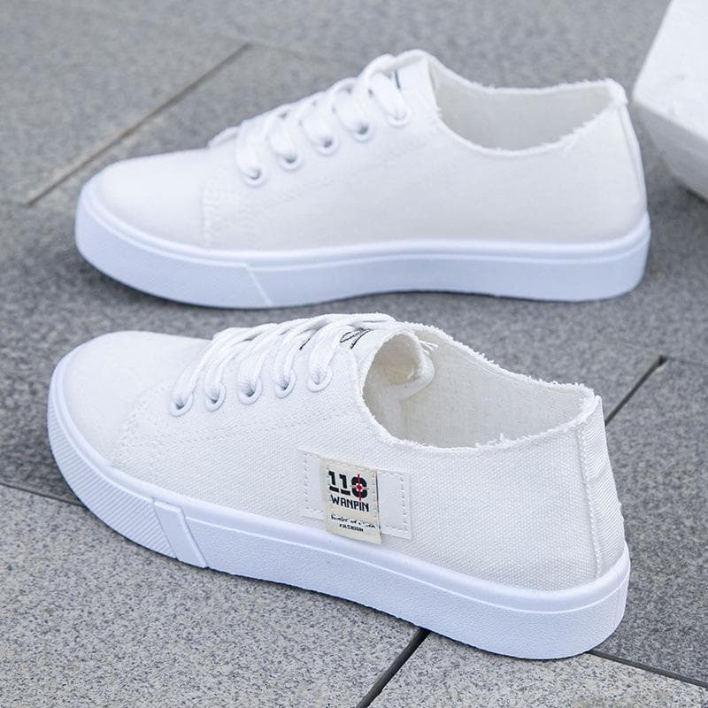 Women's Canvas Sneakers - Spring/Summer 2023: White, Casual, Flat Sports Shoes 40
