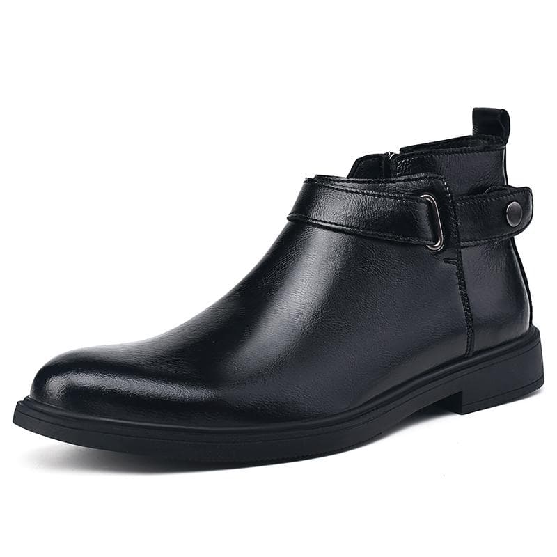 Autumn and Winter New Men's Chelsea Boots Fashion Men's Comfortable Buckle Short Boots Men's Velvet Warm Black/Brown Ankle Boots 43 black