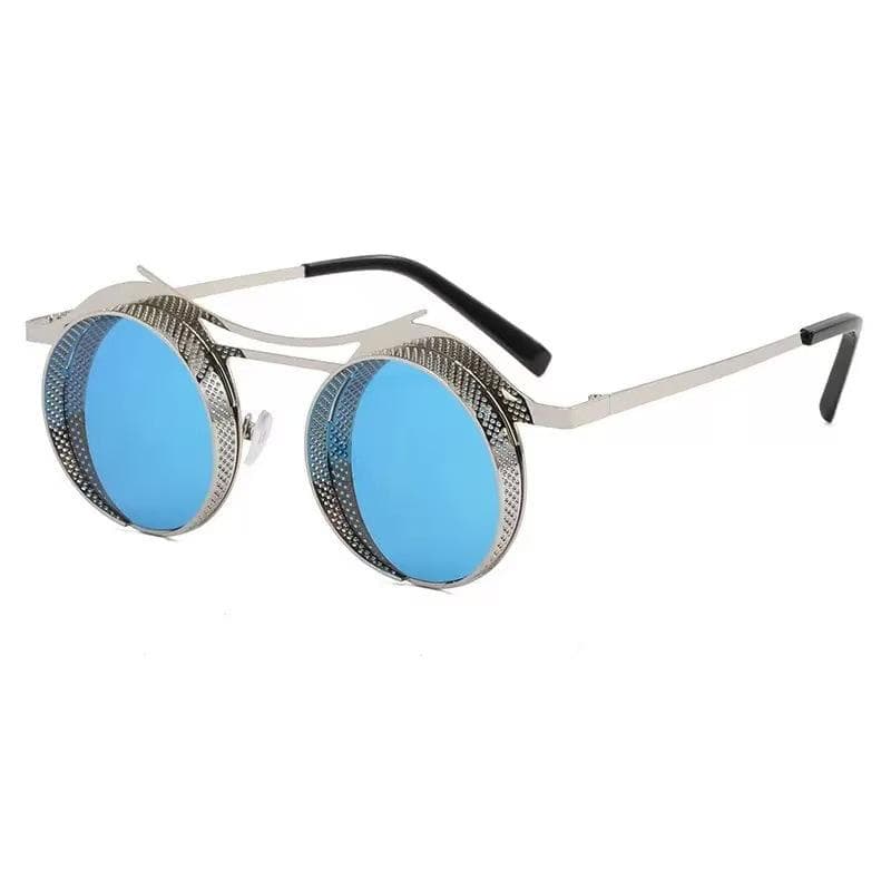 Retro Steam Punk Hollowed-out Mesh Sunglasses UV400 Protection Round-framed for Beach Stage Performances