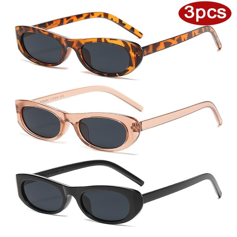 3pcs Fashion Square Narrow Frame Sunglasses Women Simple Style Shades Small Frame Design Sun Glasses Unisex Protective Eyewear