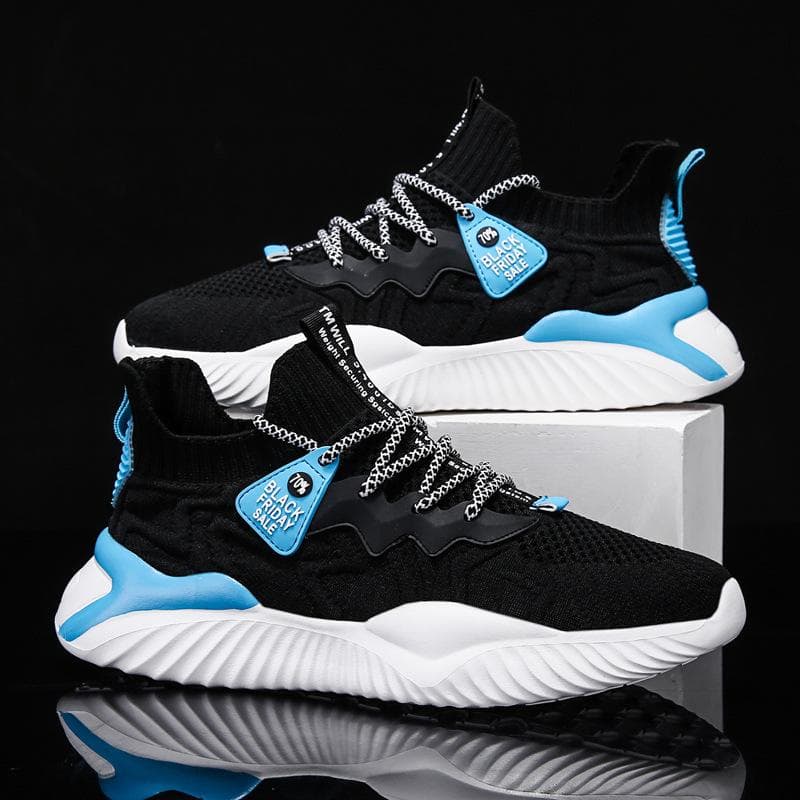 Summer Men's Shoes New Breathable Coconut Shoes All-match Sports Daddy Shoes Flying Woven Tide Shoes Casual Mesh Running Shoes Men 44 black