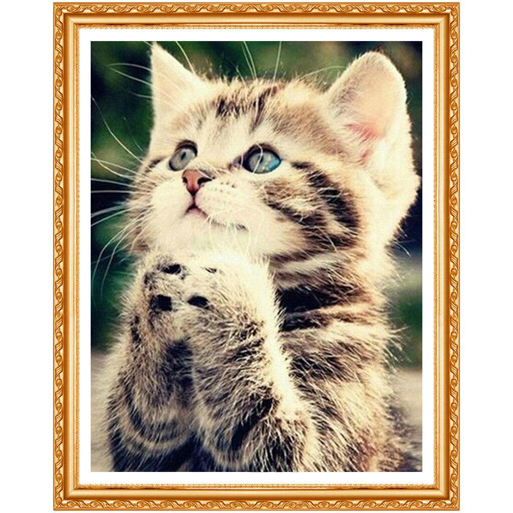 DIY 5D Naughty Kitten Diamond Painting Cross Stitch Cats Kit Diamond Embroidery Animal Diamond 20X30CM