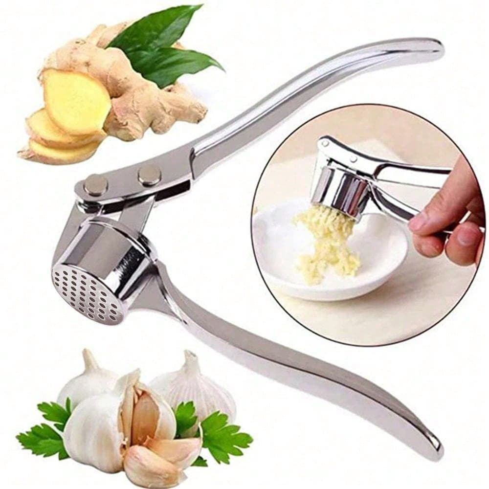 1pc Garlic Press, Manual Garlic Mincer, Garlic Crusher, Ginger Mincer, Kitchen Gadget Silver