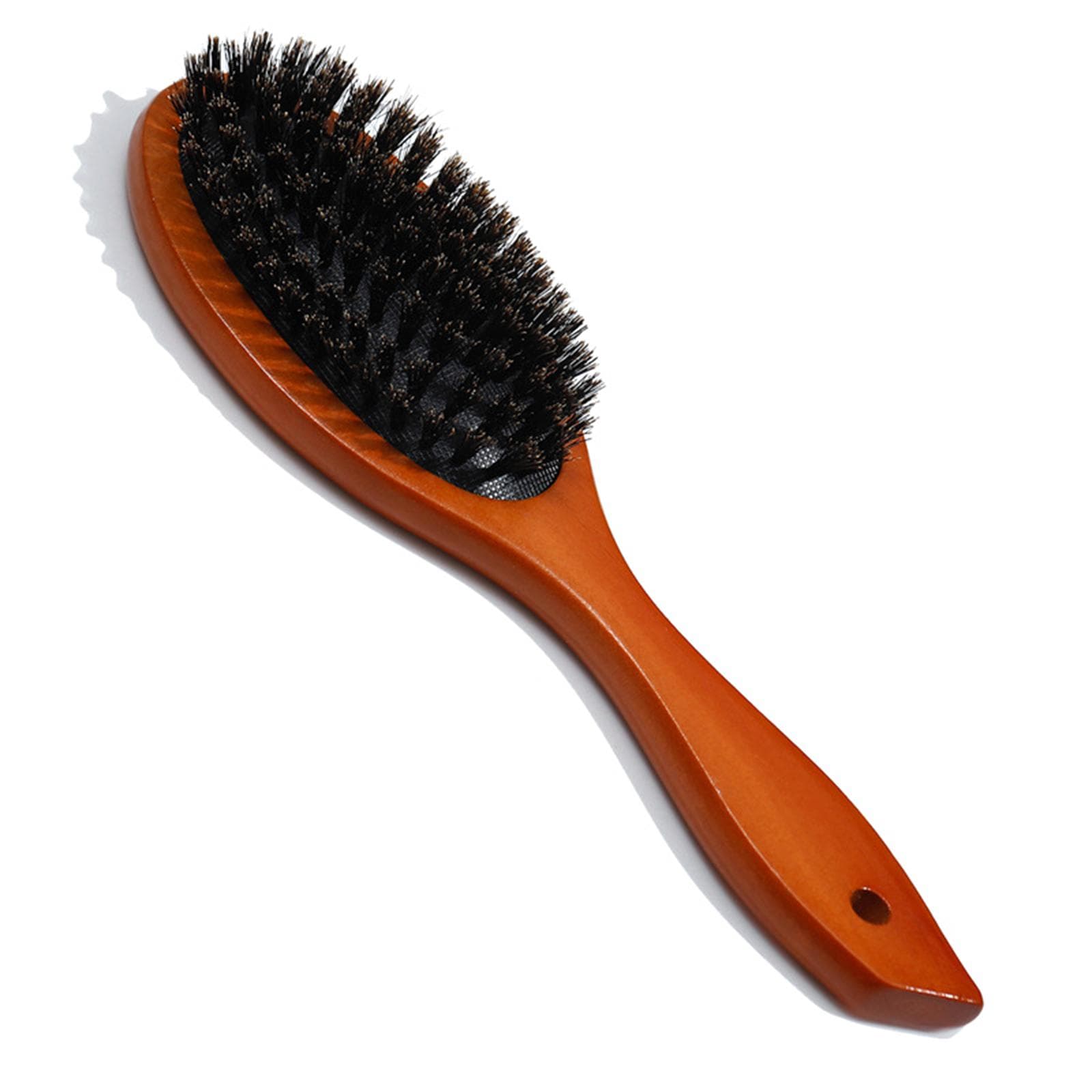 Air Cushion Hairbrush Paddle Comb Natural Bristle Hair Brush for Scalp Massage Wooden Handle Hair light brown