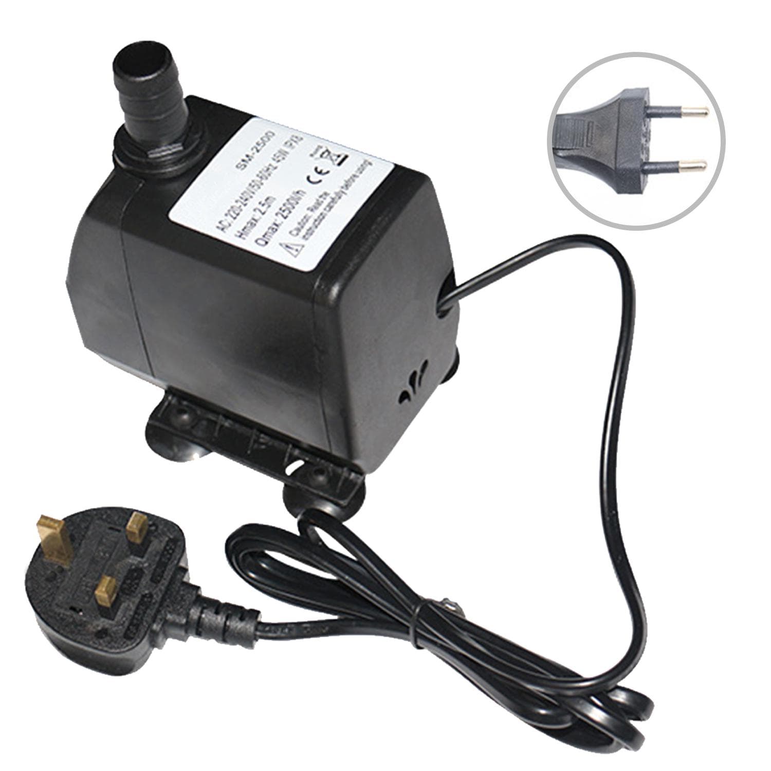 45W 2500L/H Submersible Water Pump with 8ft High Lift Mini Fountain Pump Ultra Quiet Water Pump for EU