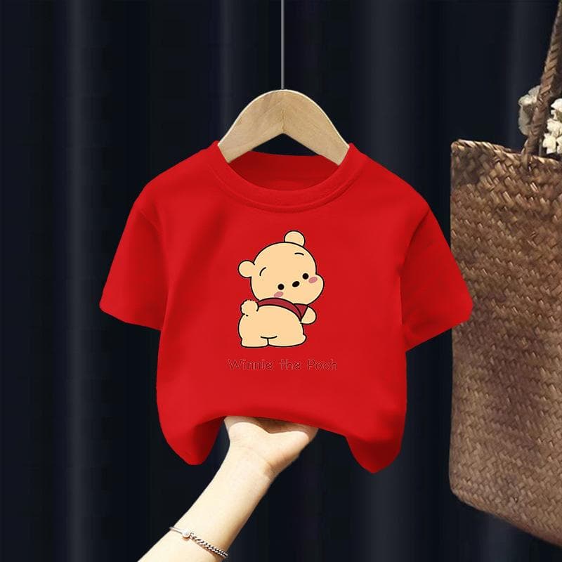 Children's Short-sleeved T-shirt Bear Summer Style Cartoon Top Loose Bottoming Shirt for Large, Medium and Small Children 150cm