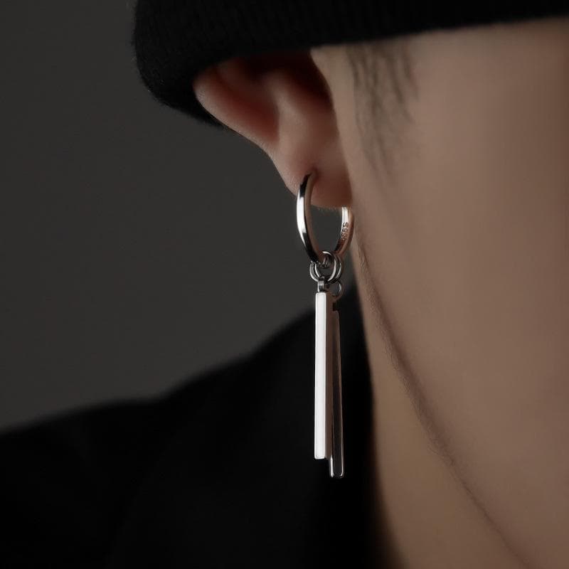 Stylish Sauron Silver Men's Earrings - Japanese & Korean Trendy Ear Studs