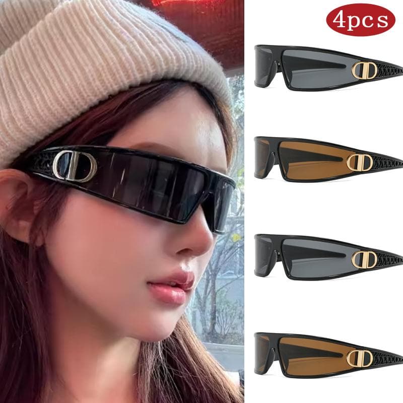 4pcs Luxury Headband Sunglasses Punk Square Concave Styling Eyeglasses Trendy Sport Brand Glasses for Photography