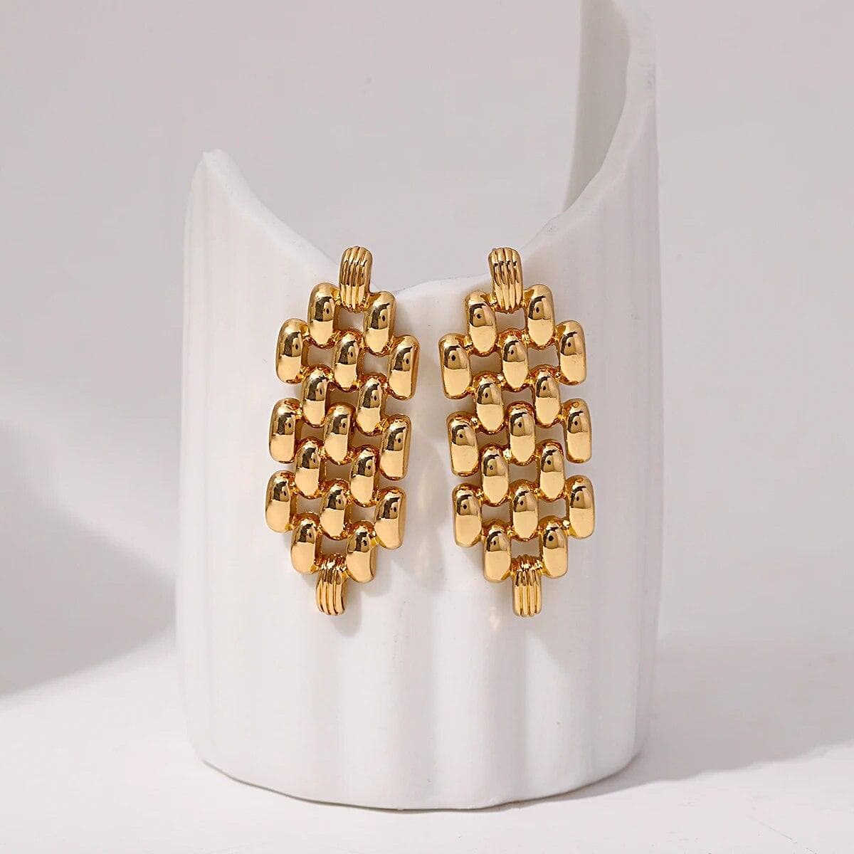 New Exaggerated Simple Hollow Geometric Metal Earrings Women's Creative Unique Design Drop Earrings Punk Jewelry gold