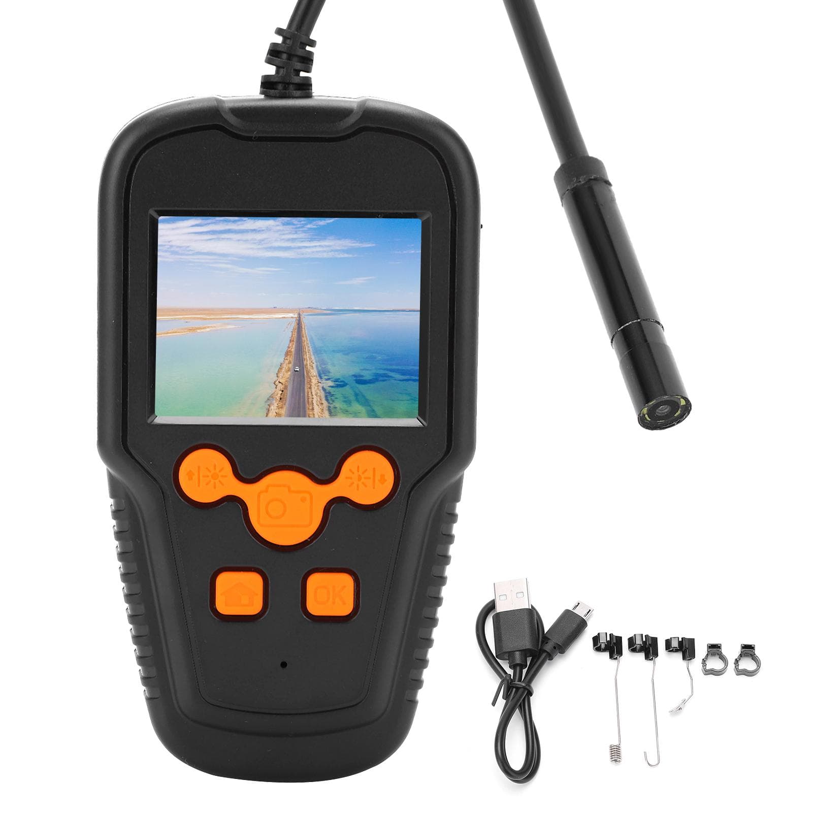 2MP Industrial Endoscope Handheld 2.4in HD Screen Waterproof 8mm Lens Inspection Camera10m/32.8ft 2 Meters