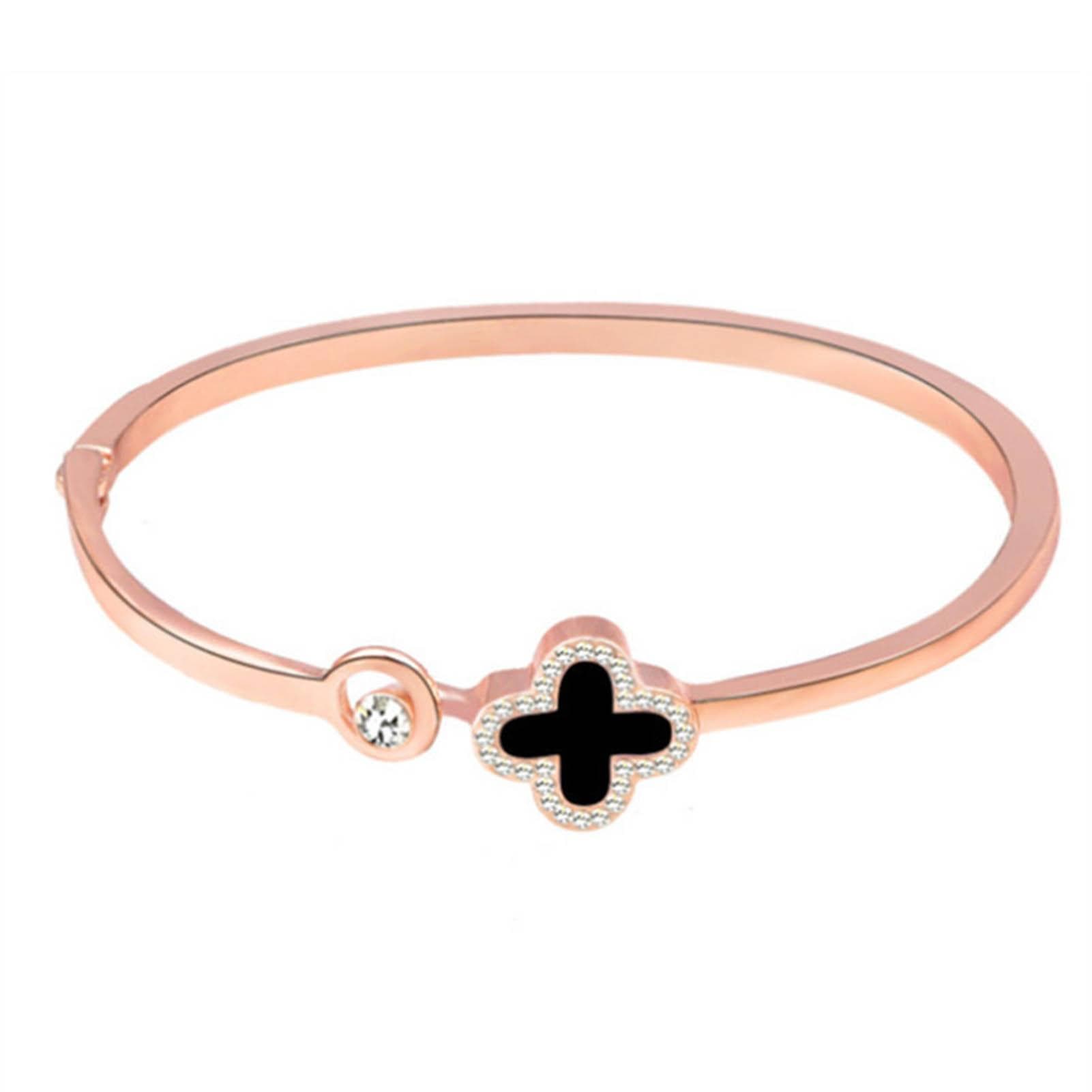 4 Leaves Clover Bracelet Rose Gold Plated Alloy Lucky 4 Leaf Bracelet Alloy Accessory Jewelry Rose