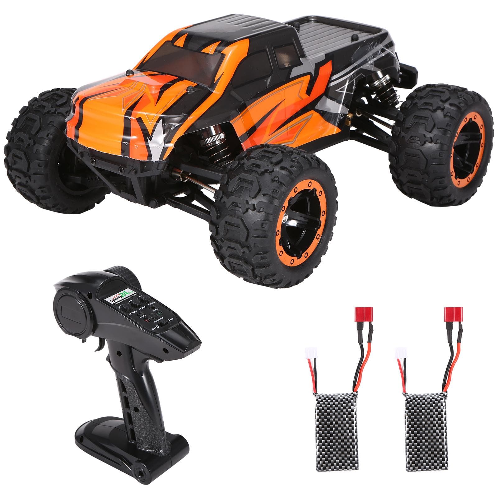 16889A-Pro 1:16 RC Car 4WD Big Foot RC Car 45 Km/h High Speed 2840 Brushless Motor Vehicle All 2batteries