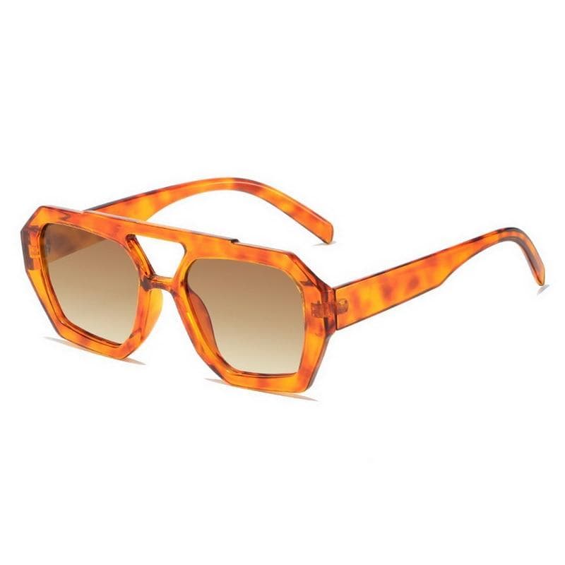 Travel Retro Double Bridges Women Men Sunglasses Big Frame Leopard Brown Gradient Eyewear Luxury Designer Sun Glasses Shades