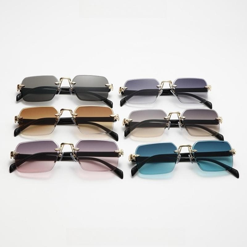 6PCS Square Frameless Sunglasses Unisex Y2K Trendy Sun Shades High Fashion Women Accessories Street Style